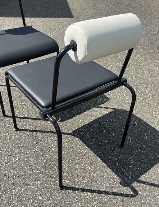 2 sillas Memphis posmodernas, en blanco y negro