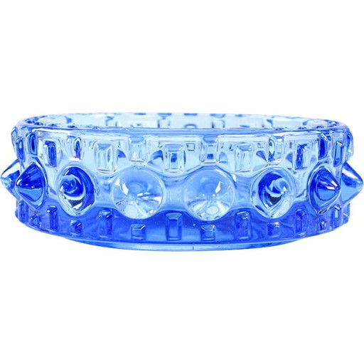 Bol vintage en verre bleu par Frantisek Pečený, Tchécoslovaquie années 1960