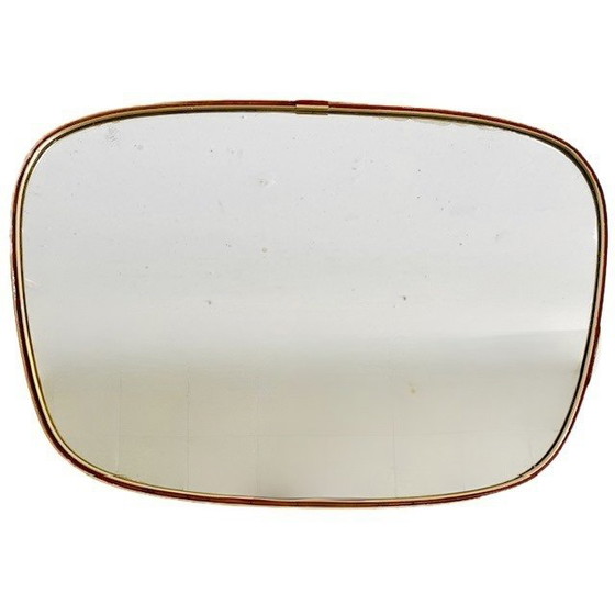 Image 1 of Mid - Century asymmetrical mirror brass 1950s