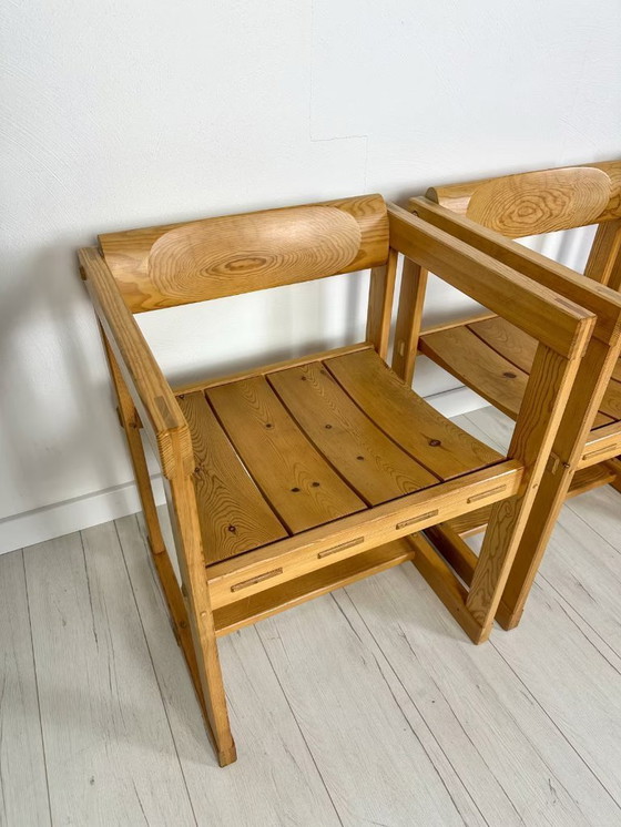 Image 1 of 4x Vintage grenen model 313 Trybo stoelen van Edvin Helseth jaren 60