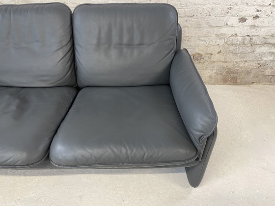 Image 1 of De Sede DS 61 Bank met poef grijs leer vintage