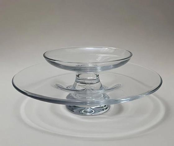 Image 1 of Vintage Krosno Poland Kristalglas Etagère Set Bonny Serie, Luxe Fruitschaal & Bonbonschaal!