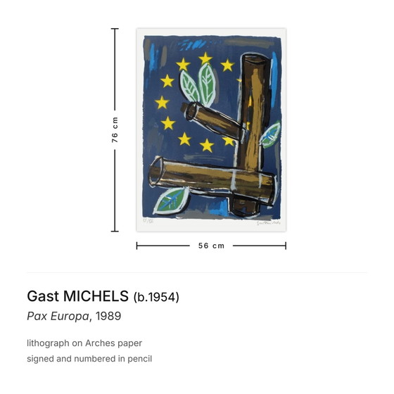 Image 1 of Gast MICHELS Pax Europa Litografia firmata 1989