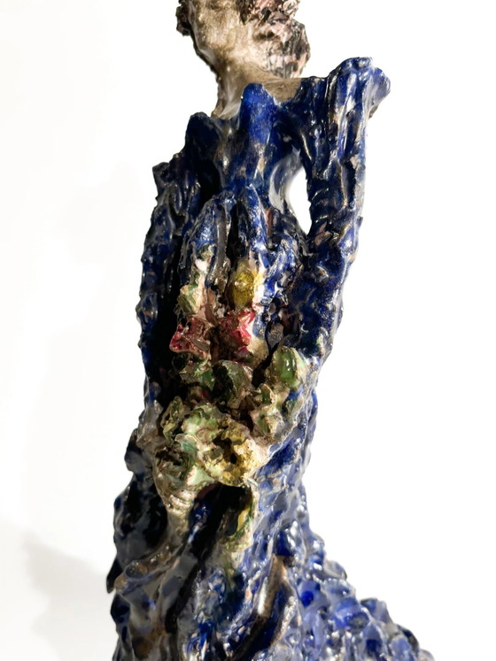 1930s French-Inspired Glazed Terracotta Lady Sculpture (photo 5 of 14)