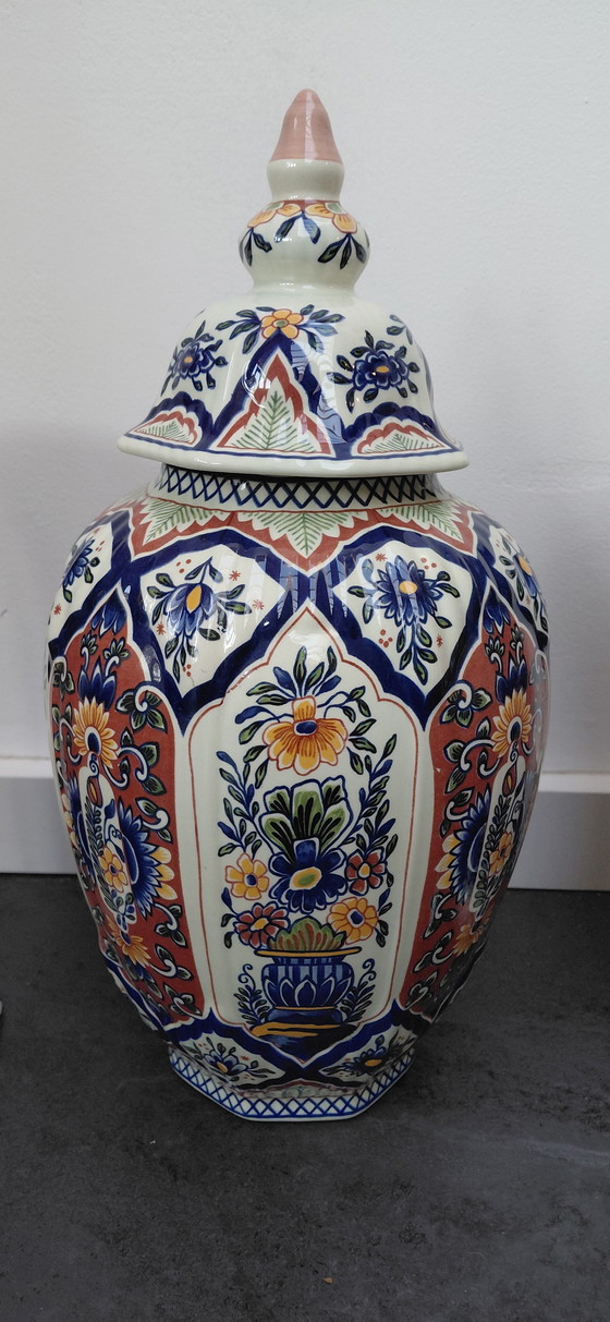 Image 1 of Beautiful 3-piece Antique Cabinet Set – Boch Belgium – Hand-painted