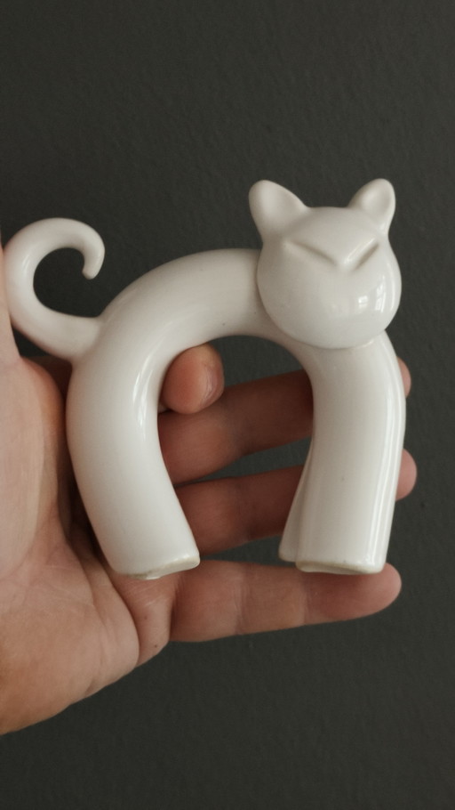 Peter Selhorst Poterie Gatto in porcellana bianca