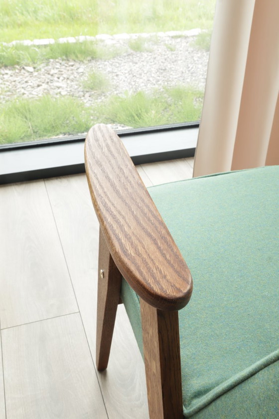 Vintage Lounge Chair Green Team Wool Oak Wood – Armchairs (photo 8 of 12)