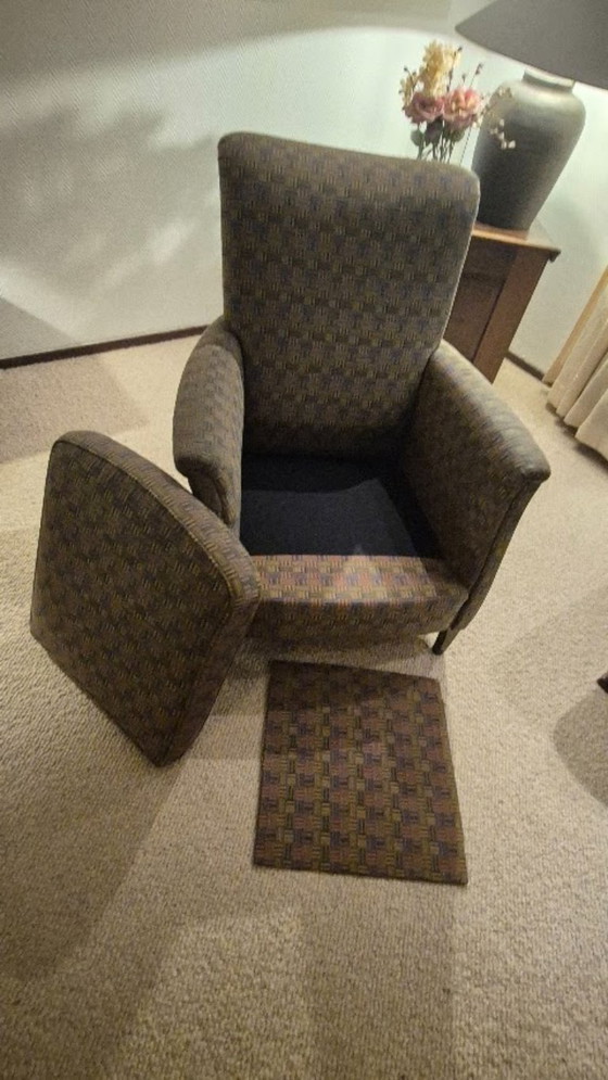 Vintage Designer Wingback Armchair with Oak Legs – Koekoek, Textile (photo 20 of 21)