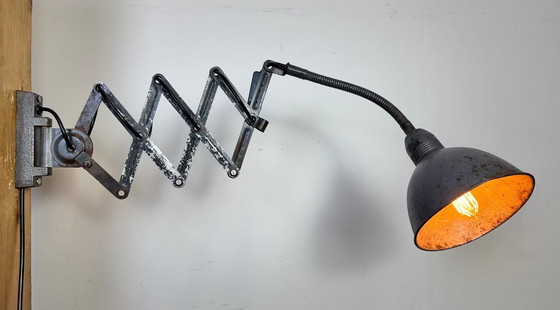 Image 1 of Grey Industrial Scissor Wall Lamp from Elektroinstala, 1960s