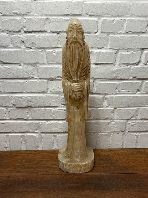 Large Antique/Vintage Chinese Alabaster Statue – decoratieve objecten, Stone
