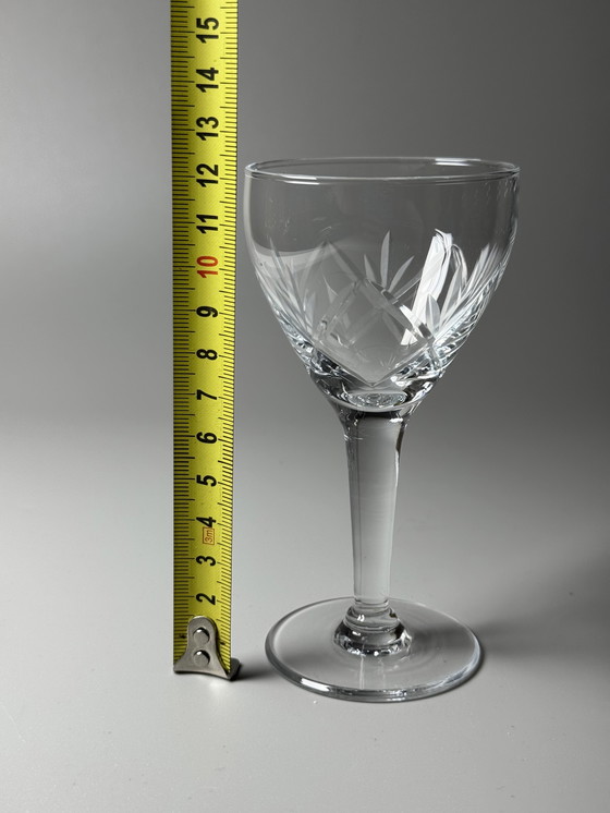 Image 1 of Holmegaards Glasværk - 1920s - Set of 8 Hand-Engraved Crystal Port, Dessert Wine & Sherry Glasses — Model Ulla