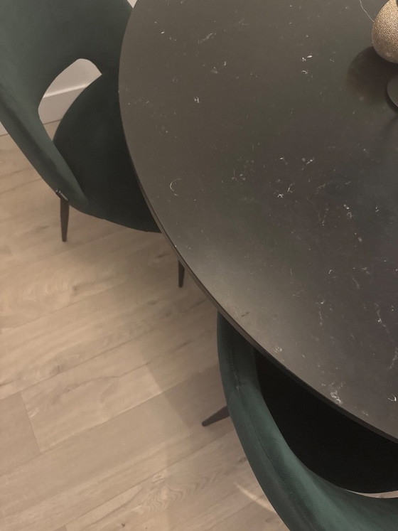 Image 1 of Table à manger ronde en marbre Nero Marquina 130cm - Table Du Sud