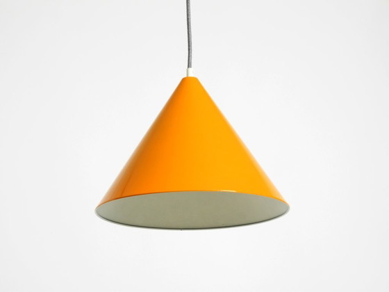 Image 1 of Original 1970s orange metal pendant lamp by Louis Poulsen model Billiard