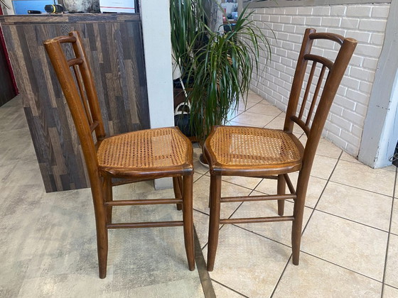 Image 1 of Coppia N1 di sedie antiche in canna e legno del 1900