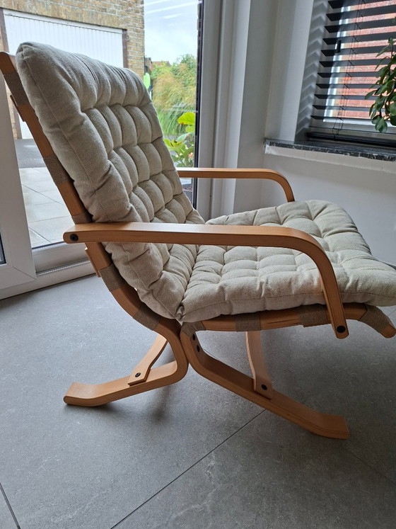 Poltrona lounge scandinava vintage + poggiapiedi anni 60/70 – Divani 2 posti, Textile, Wood (photo 9 of 22)