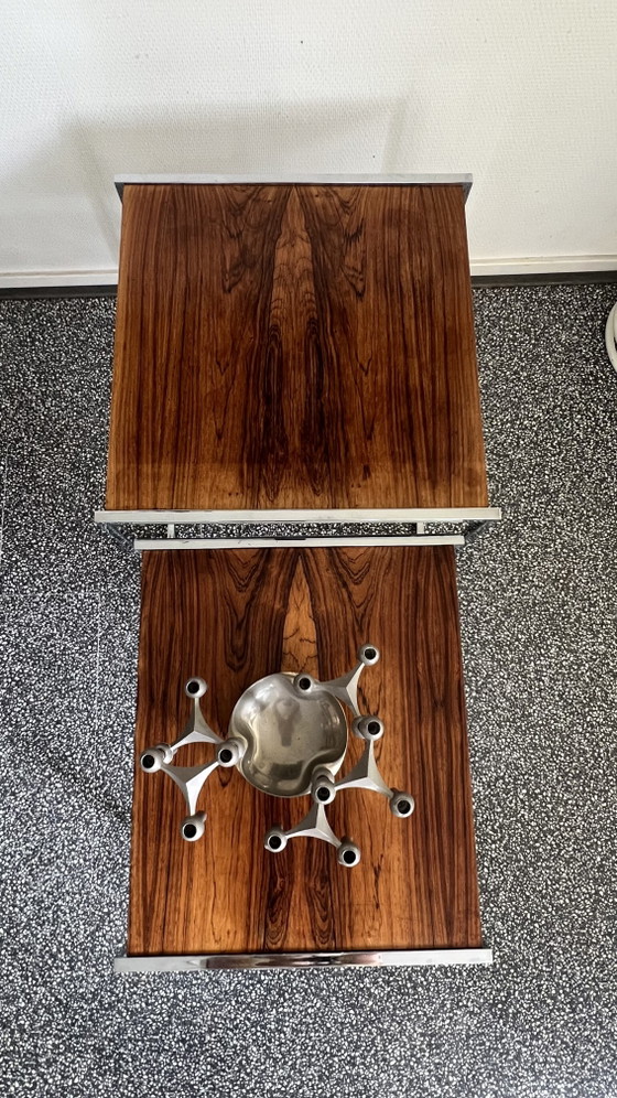 Mid Century Desig Tavolini Palissandro – Wood, Chrome (photo 7 of 8)