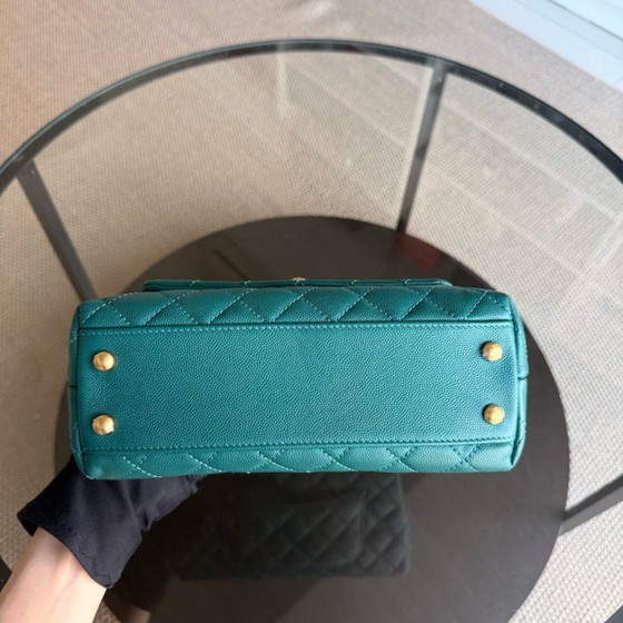 Image 1 of Chanel Coco Handle Small - Caviar Quilted Grained Calfskin Green Gold Hardware Series 27