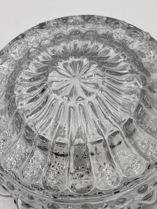 Glazen plafondlamp met Toupie-reliëf