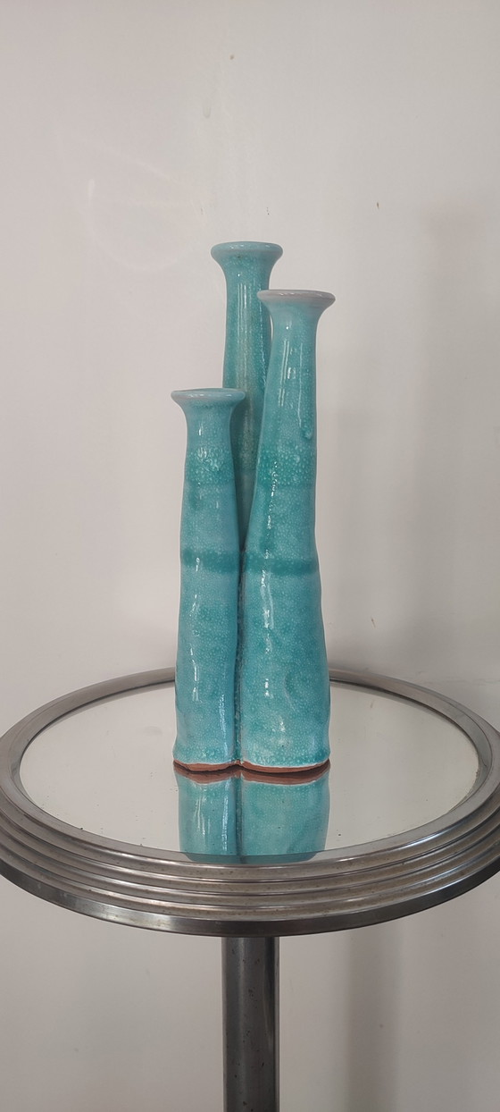 Orgel" Dreifach-Soliflore-Vase aus handgefertigter Keramik – Terre cuite émaillée, Vasen, Ceramic (photo 8 of 10)