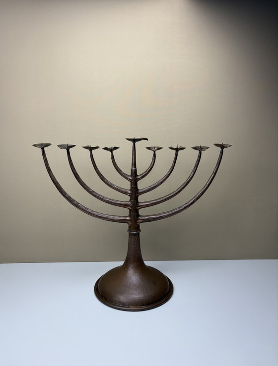 Egidio Casagrande Brutalist Italian Design 9-Arm Movable Vintage Hammered Copper Candle Holder (photo 12 of 15)