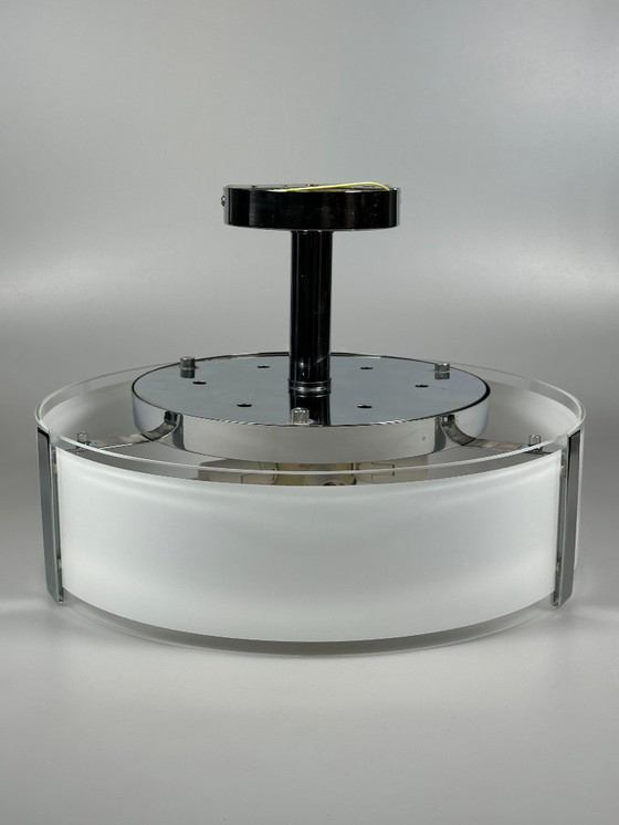 Image 1 of Plafondlamp uit de jaren 70/80 van Honsel Leuchten Duitsland, glas, chroom, Space Age