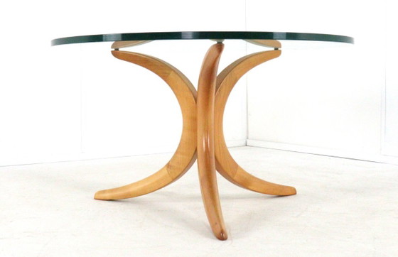 Image 1 of Table basse Alma Möbel avec pieds en forme de boomerang et plateau en verre, vintage