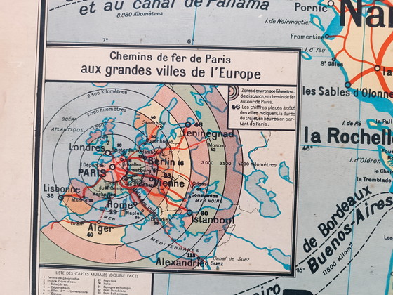 Image 1 of Mapa escolar antiguo: Ferrocarriles franceses, década de 1950