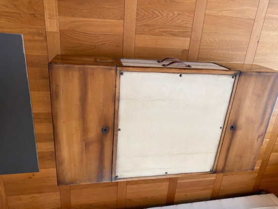 Coffee table with various storage spaces – Wood, Leather (photo 3 of 5)