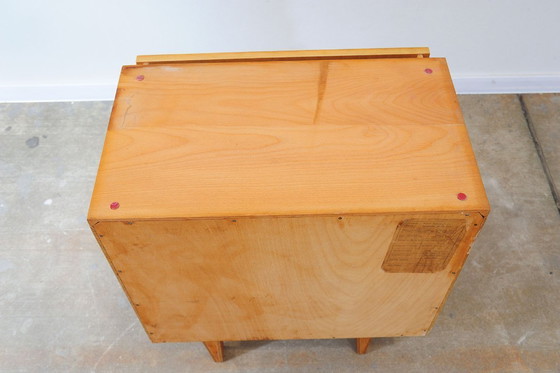 Image 1 of Mid Century Nightstands Ash Veneer & Black Glass František Mezulánik Nový Domov 1970s Czechoslovakia