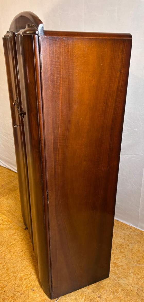 Image 1 of  Art Deco Burr Walnut Vintage Brocante Gents Wardrobe 1930–1940