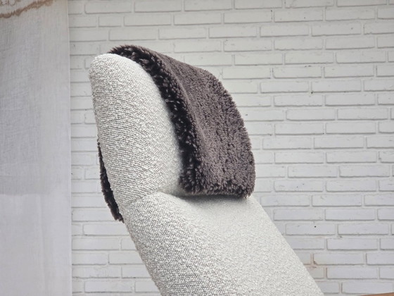 Anni '70, design scandinavo, sedia a dondolo con schienale alto, rivestita. – Sedie a dondolo, Tessile (photo 24 of 24)