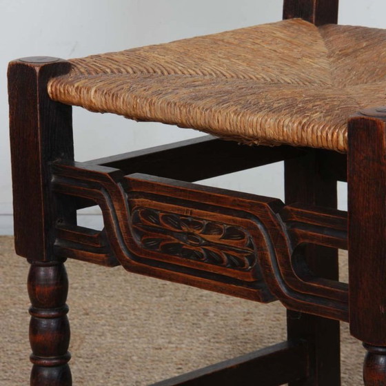 Image 1 of Chaise paillée en bois massif, travail français, 1940
