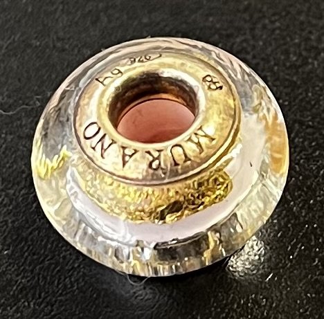 Autentica perlina/ciondolo in vetro di Murano – Argento sterling 925 e lamina d'oro (universale)