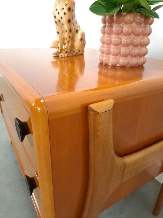 Image 1 of Commode en teck avec poignées en métal noir, meuble TV