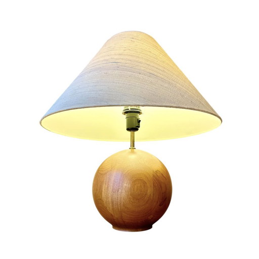 Vintage massief teakhouten ronde bollamp, Zweden 1960