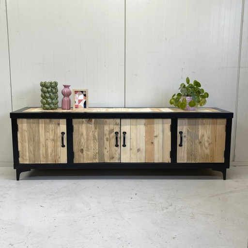Meuble TV Armoire Upcycling Réemploi Bois de Récupération Fait Main