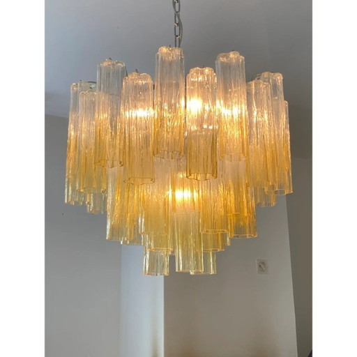 Lampadario in vetro Tronchi color ambra scomparso