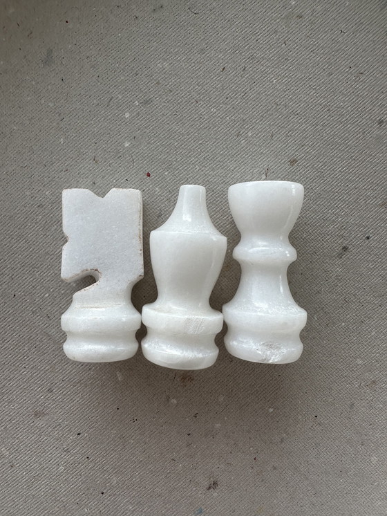 Image 1 of Vintage marmeren schaakspel schaakbord zwart wit