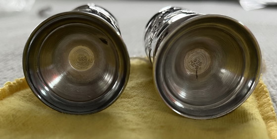 Image 1 of Set di saliera e pepiera in argento; vintage.