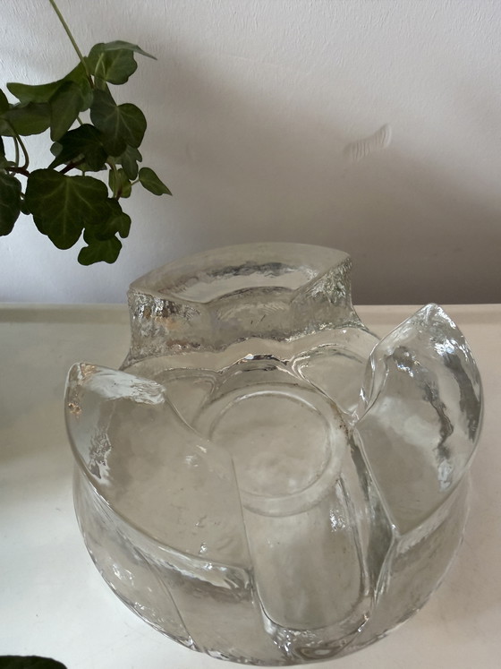 Image 1 of Brutalist thick glass tealight holder 1970s