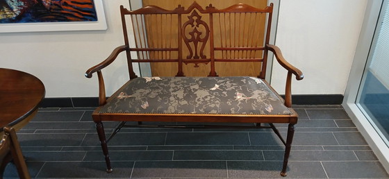 Image 1 of Vintage dining table with bench and 2 chairs