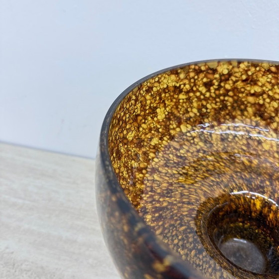 Image 1 of Italian murano glass with brass center piece bowl , 1970s