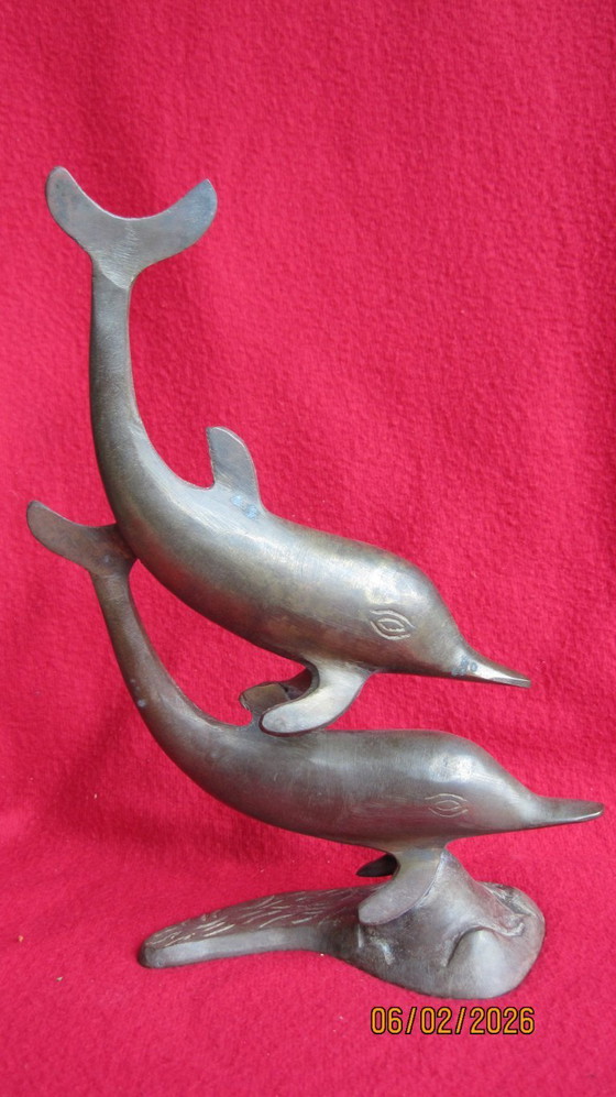 Image 1 of Bronze dolphin pair