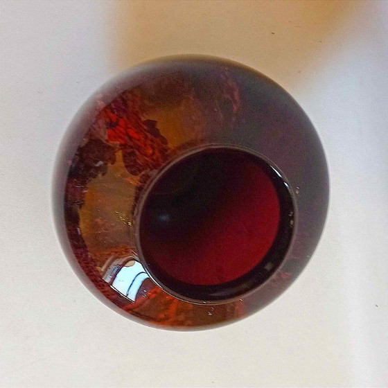 Image 1 of Jarrón de vidrio soplado rojo carmín años 50 Altura 26 cm