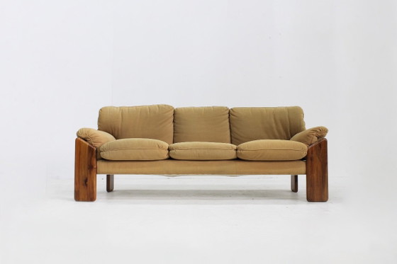 Vintage 3 seater sofa by Mario Marenco for Mobilgirgi, Mobil Girgi, Couches, Textile, Wood, Yellow, 1970 (photo 9 of 11)