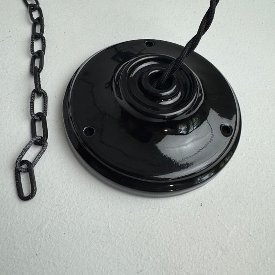 Coppia di Lampade a sospensione MAZDA smaltate antiche 44 cm Industriale, Metallo, Nero, Industrieel (foto 4 di 13)