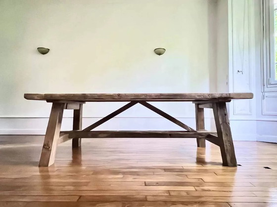 Image 1 of Solid reclaimed oak farmhouse table – TOWER 200 cm