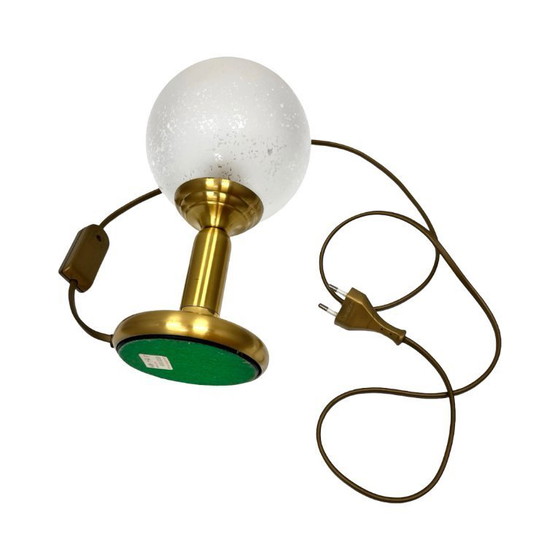 Image 1 of Sölken Leuchten brass table lamp, Germany, 1970s – frosted sphere