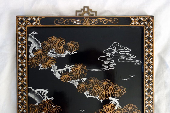 Vier Chinese panelen van gelakt hout en parelmoer, China, jaren 1960 – Decoratieve objecten, Wood, Other (photo 12 of 17)