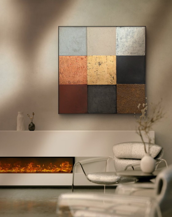 Image 1 of Concrete & Gold Composition 120 x 120 cm